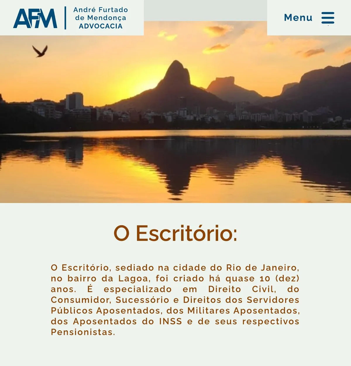 Página inicial do site da AFM Advocacia