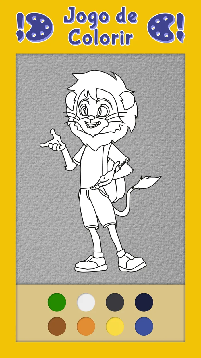 Jogo de colorir com o mascote leão, feito para a Legacy School